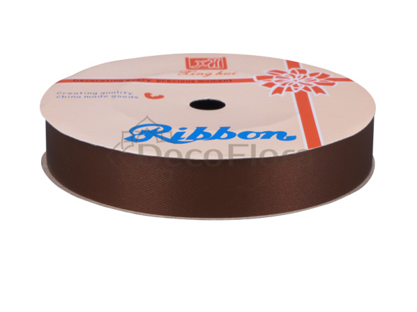 Лента 2см*50ярд сатин коричневая 