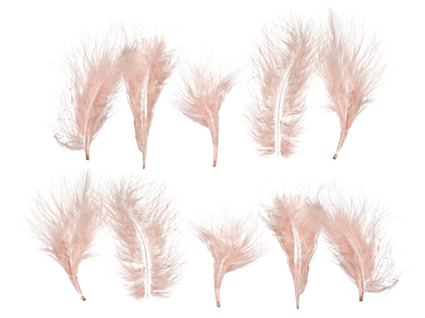 Перо пушистое 10-15см розовая пенка (10 штук)
